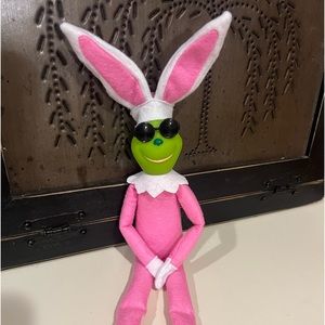 Grinch in disguise as the Easter bunny with removable glasses